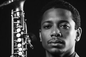 Man with saxophone aiming a soul ranger
